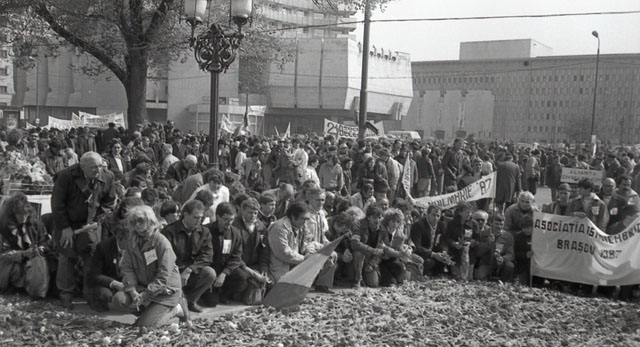 Mijnwerkersrevolutie in Bucharest in 1991.